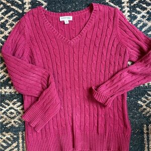 St. John's Bay V-Neck Sweater in Rich Berry